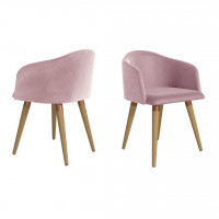 Manhattan Comfort 2-1020486 Kari Velvet Matelasse Accent Chair in Rose Pink - Set of 2